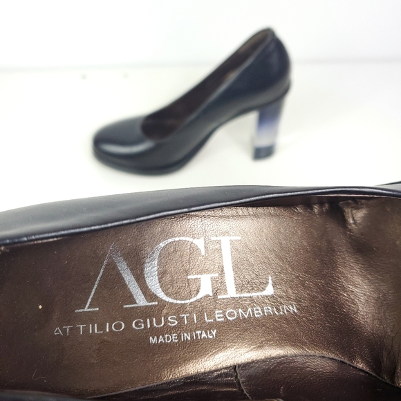 Black Leather AGL See Through Block Heel - Picture 2 of 9